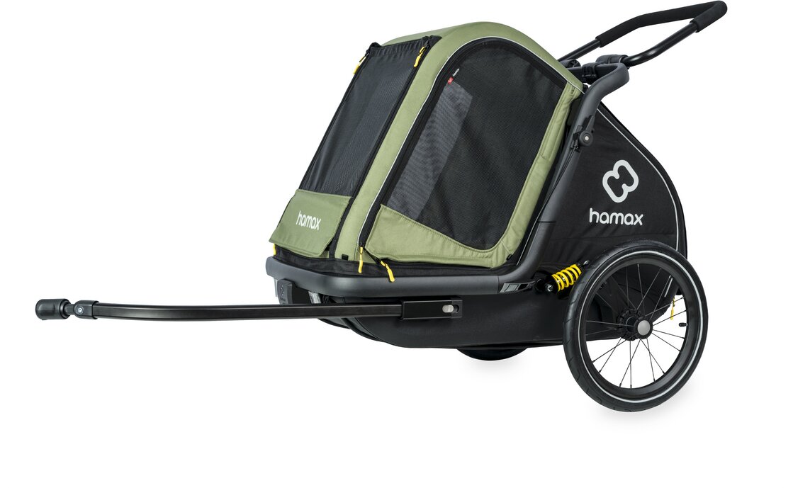 Hamax Pluto M Hundeanhänger mit Deichsel und Buggyrad.01 Hamax Pluto M Hundeanhänger mit Deichsel und Buggyrad.01